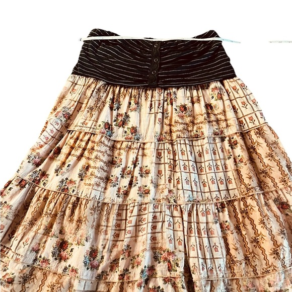 Muchacha Strapless Black and Peach Colored Tiered Midi Casual Dress Size Medium - Picture 5 of 15